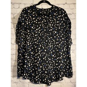 Torrid Georgette Zip Front Dolman Sleeve Blouse Size 1 (14/16) Cheetah Dot Print
